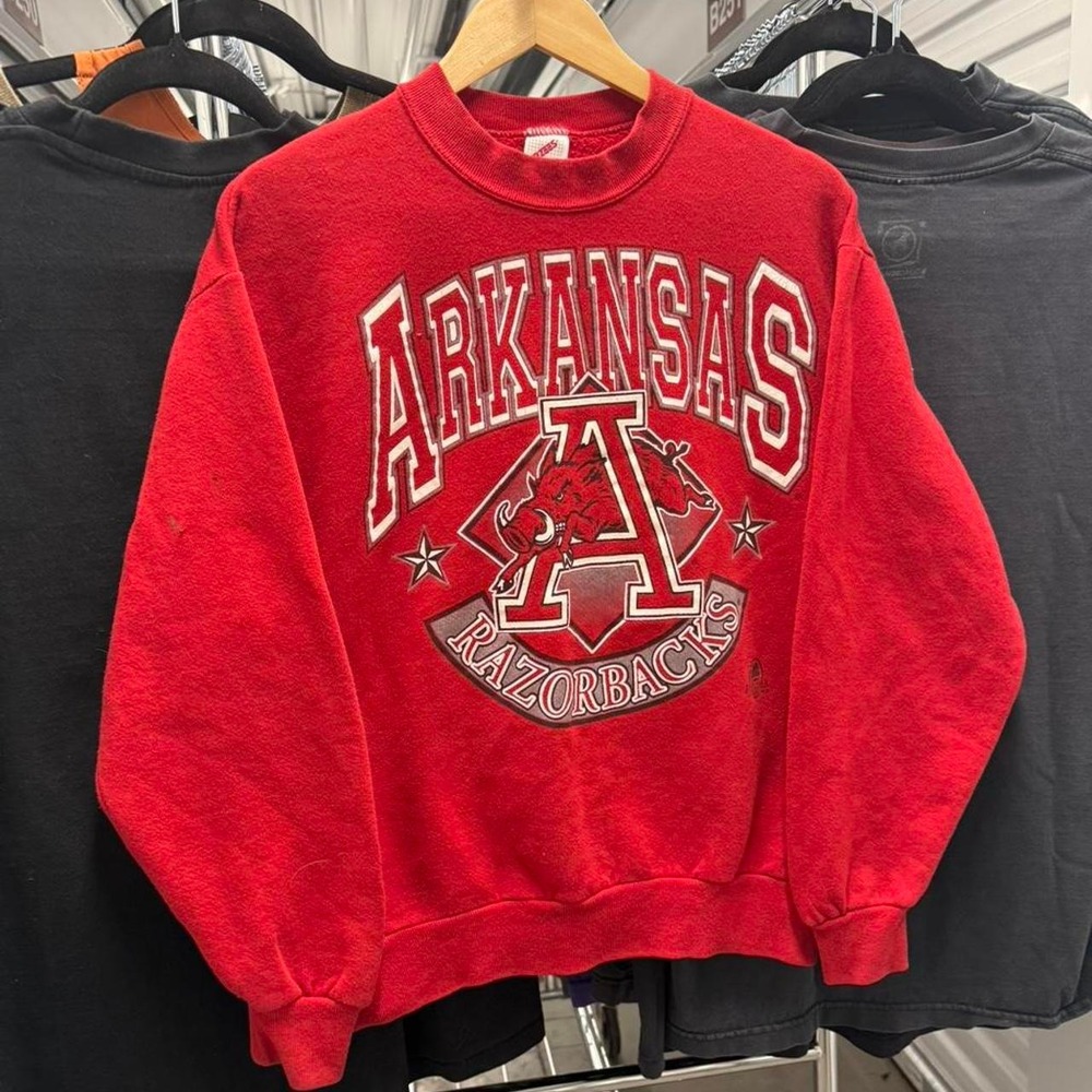 Vintage 90's Jerzees Arkansas Razorbacks Crewneck College Sweater - Picture 3 of 8